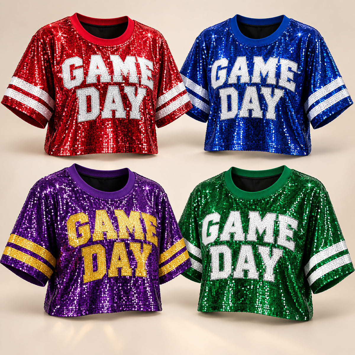 Sequin GAME DAY Jersey Crop Top