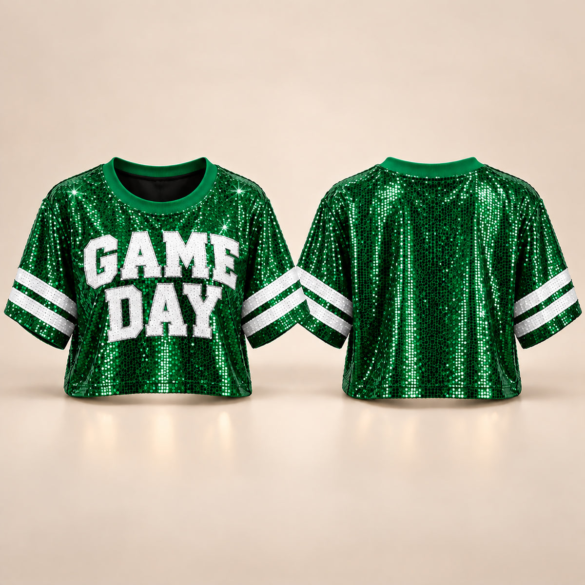 Sequin GAME DAY Jersey Crop Top