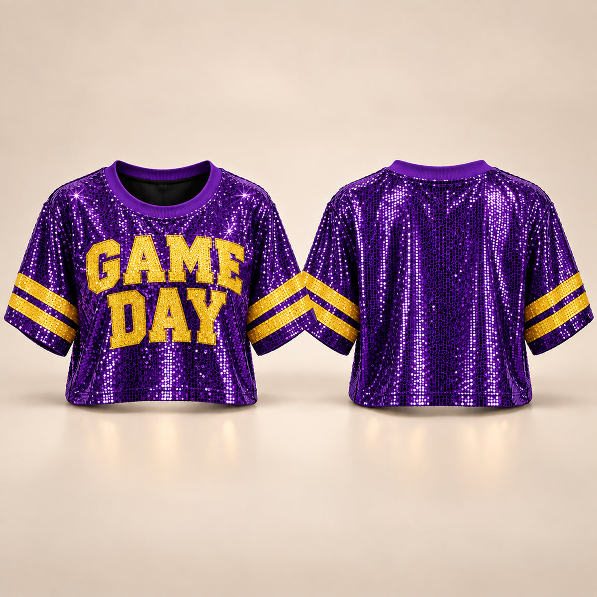 Sequin GAME DAY Jersey Crop Top