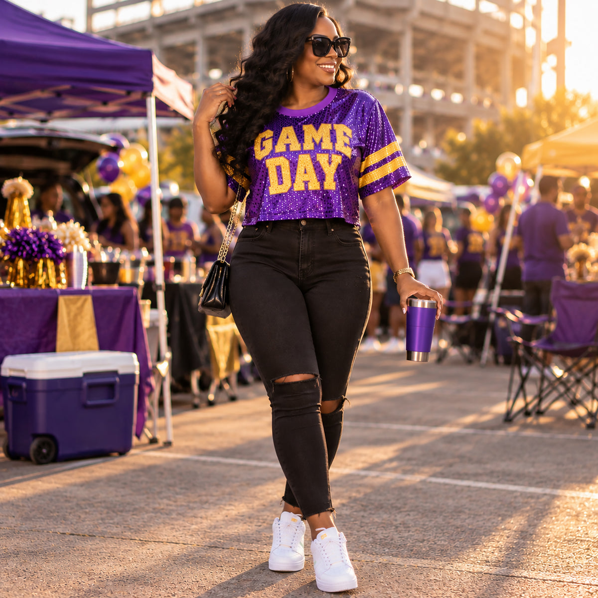 Sequin GAME DAY Jersey Crop Top