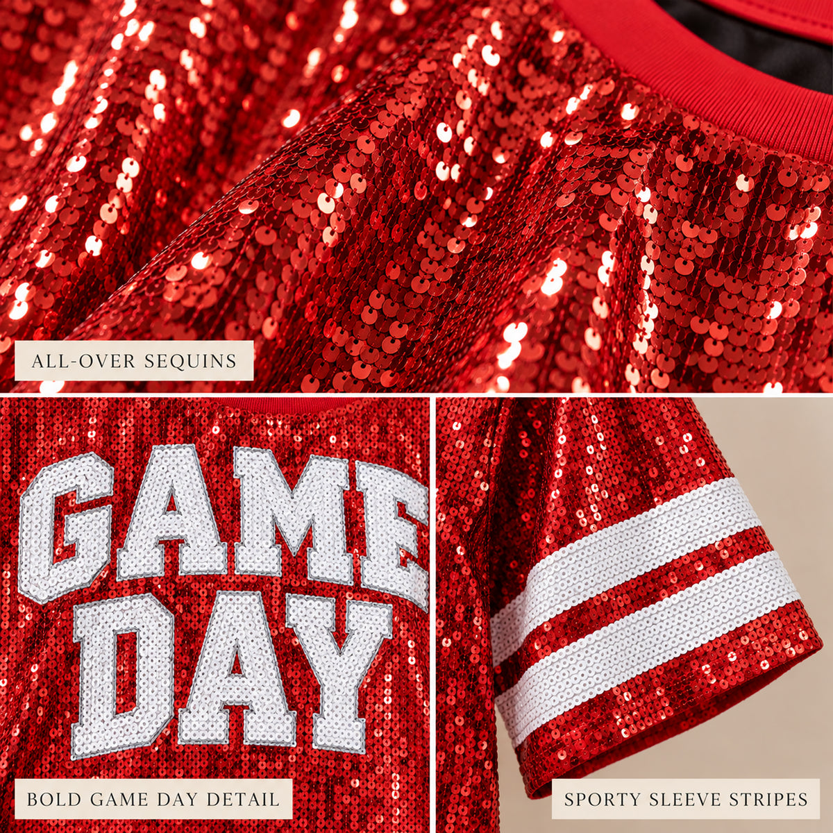 Sequin GAME DAY Jersey Crop Top