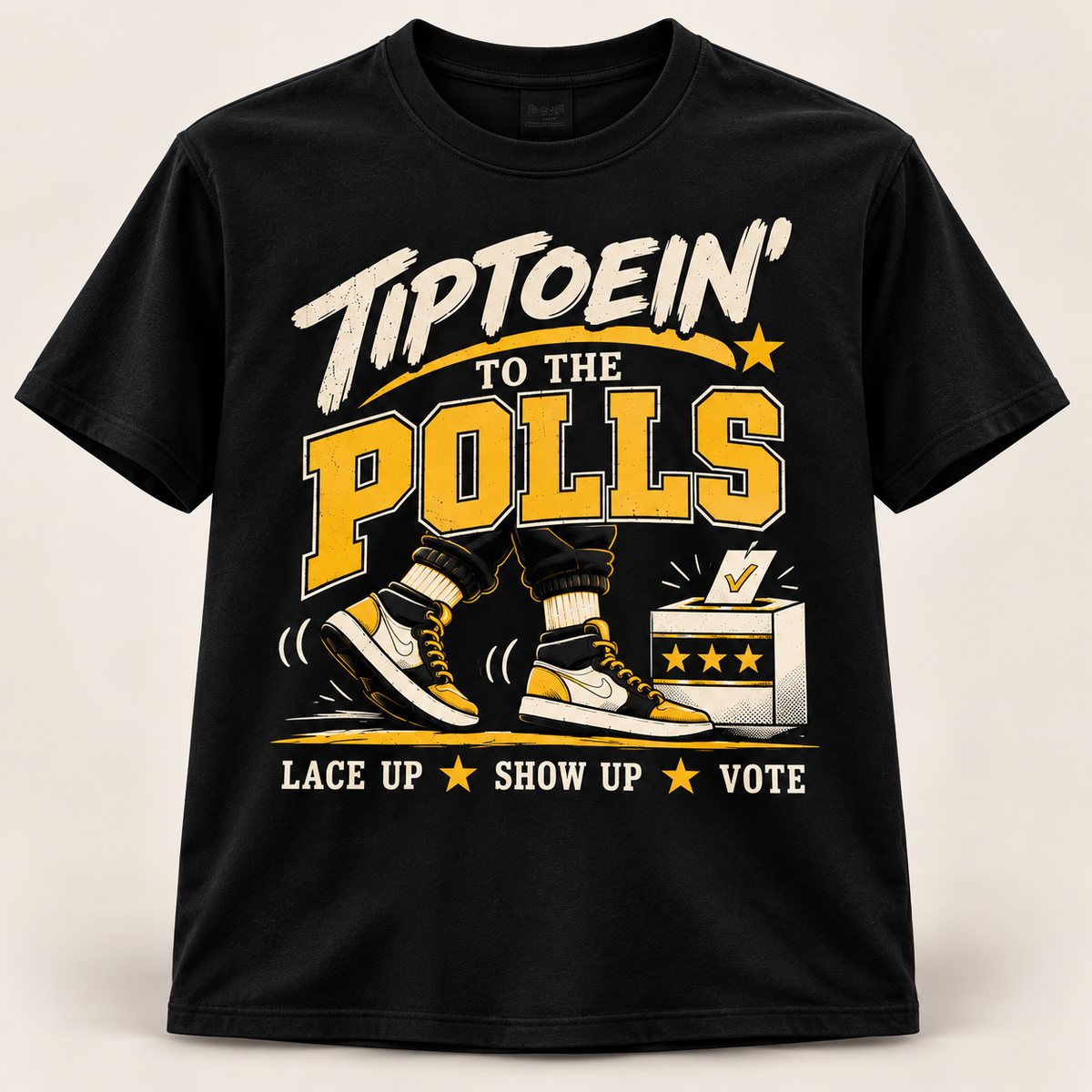 Black and Gold Tiptoein’ to the Polls short sleeve T-shirt