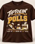 Brown and Gold Tiptoein’ to the Polls short sleeve T-shirt