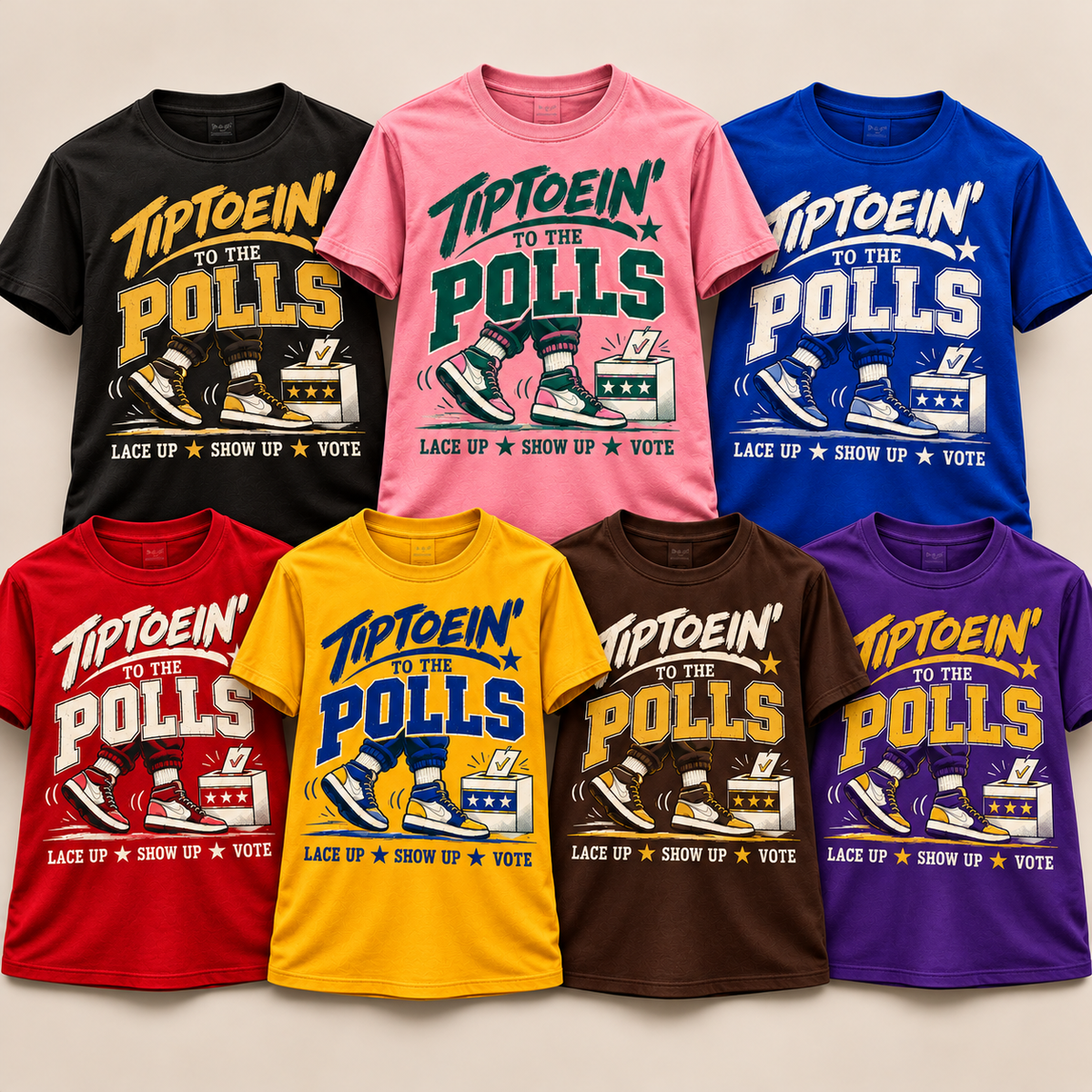 Tiptoein’ to the Polls Greek-inspired color collection in seven coordinated colorways