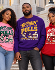 Models wearing Pink and Green, Purple and Gold, and Red and White Tiptoein’ to the Polls apparel