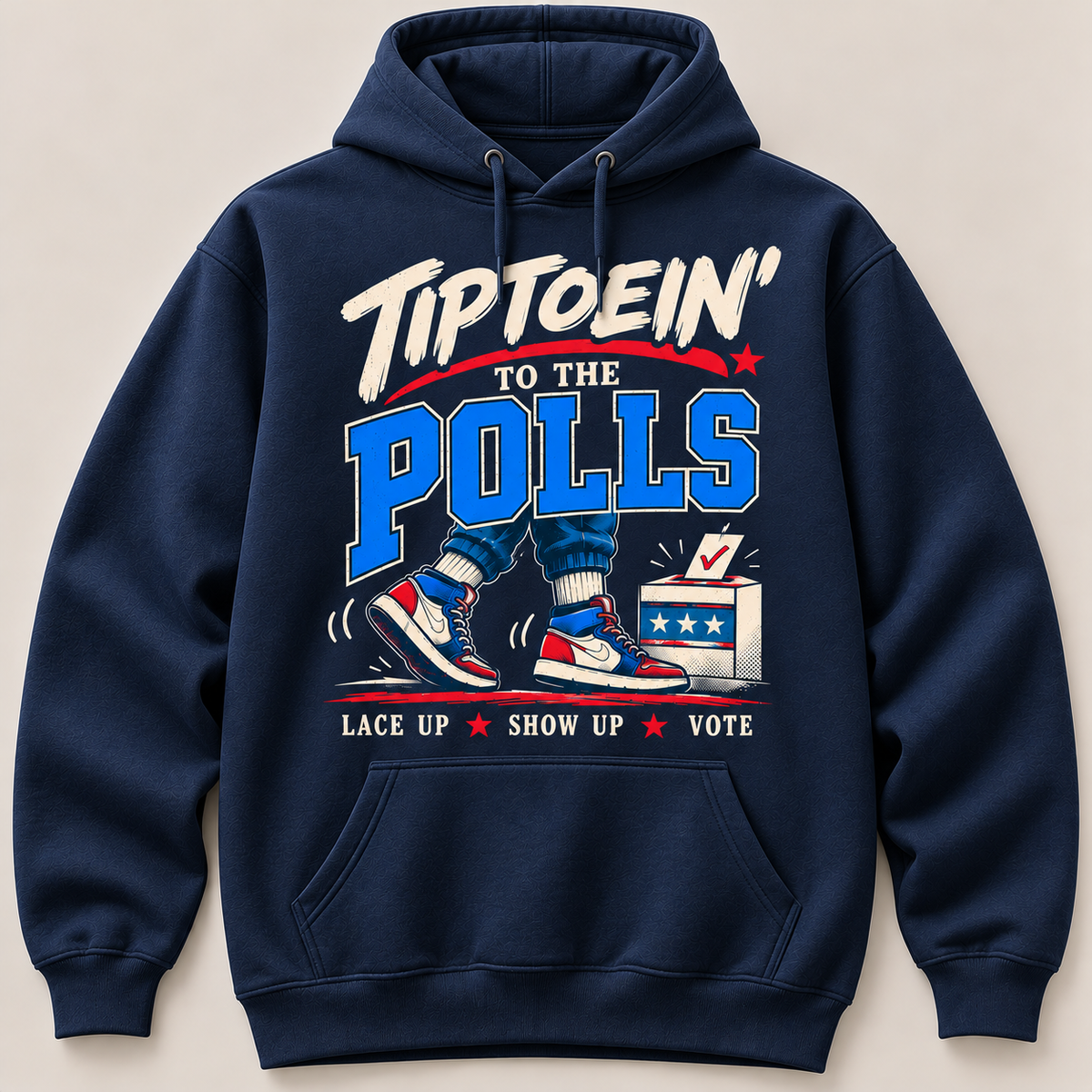 Navy Tiptoein’ to the Polls pullover hoodie
