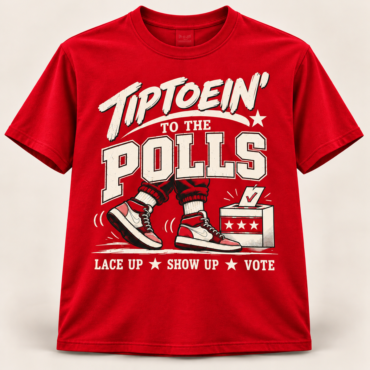 Red and White Tiptoein’ to the Polls short sleeve T-shirt