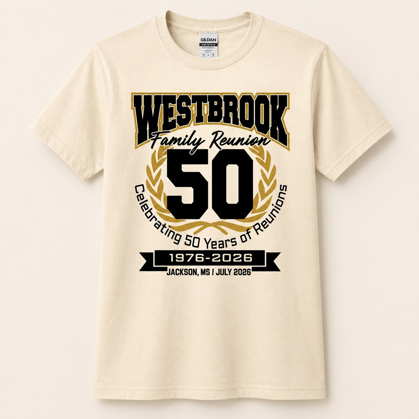 Westbrook Family Reunion 50th Anniversary T-shirt in Natural, 1976–2026