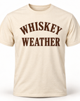 Natural Whiskey Weather unisex short sleeve T-shirt with dark chocolate brown print