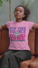 Load and play video in Gallery viewer, Jackson State Tigers Stop Thee Violence Find Thee Cure T-Shirt
