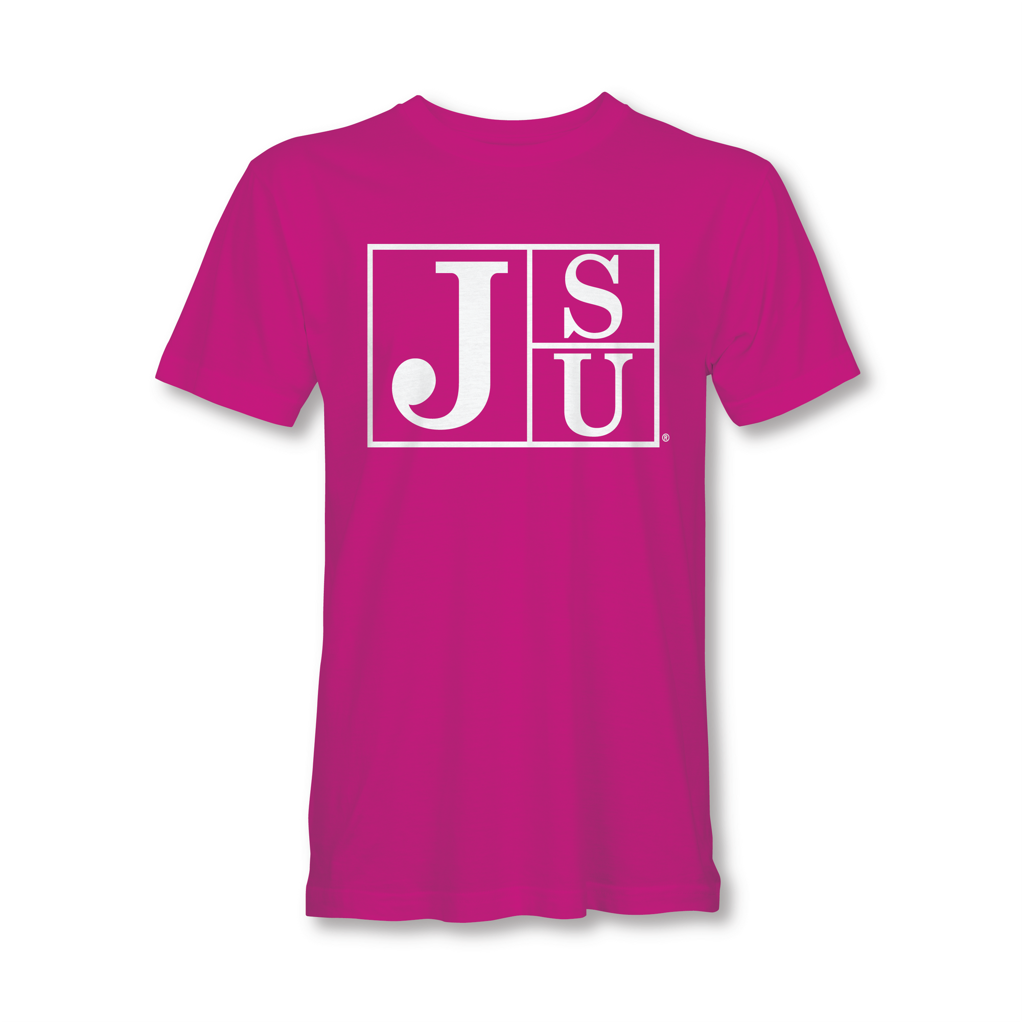 Jackson State University Tigers short-sleeve T-shirt, pink with white block logo