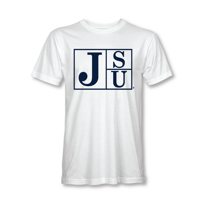 Jackson State University Tigers Blue Block Letters Short Sleeve T-Shirt