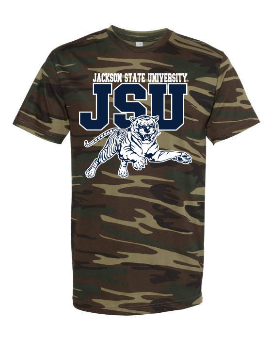Jackson State Tigers JSU Leaping Tiger Camo T-Shirt