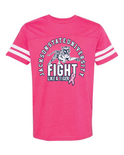 Load image into Gallery viewer, Jackson State University Fight Like A Tiger UNISEX Football Fine Jersey Tee
