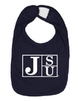 Infant bib in dark navy with white JSU block letter logo