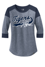 Load image into Gallery viewer, Jackson State University Tigers LADIES Heritage Blend 3/4-Sleeve Baseball Raglan Tee
