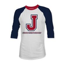 Load image into Gallery viewer, Jackson State Tigers Tri-Color J YOUTH Baseball Fine Jersey T-Shirt
