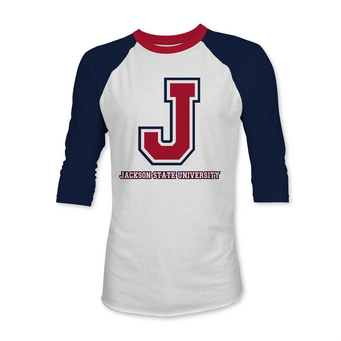 Jackson State Tigers Tri-Color J YOUTH Baseball Fine Jersey T-Shirt