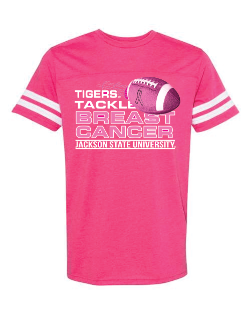 Jackson State University Tigers Tackle Breast Cancer UNISEX Football Fine Jersey Tee