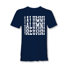 Load image into Gallery viewer, Jackson State University Tigers White Stacked Alumni Short Sleeve T-Shirt
