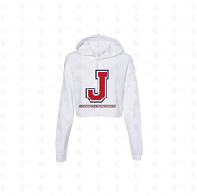 Load image into Gallery viewer, Jackson State Tigers Tri Color J LADIES Sponge Fleece Cropped Pullover Hoodie
