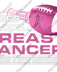 Pink unisex crew-neck T-shirt with Tigers Tackle Breast Cancer logo and Jackson State University