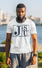Load image into Gallery viewer, Jackson State University Tigers Blue Block Letters Short Sleeve T-Shirt
