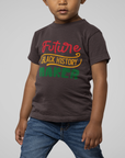 Kids short sleeve T-shirt in dark heather with 'Future Black History Maker' graphic