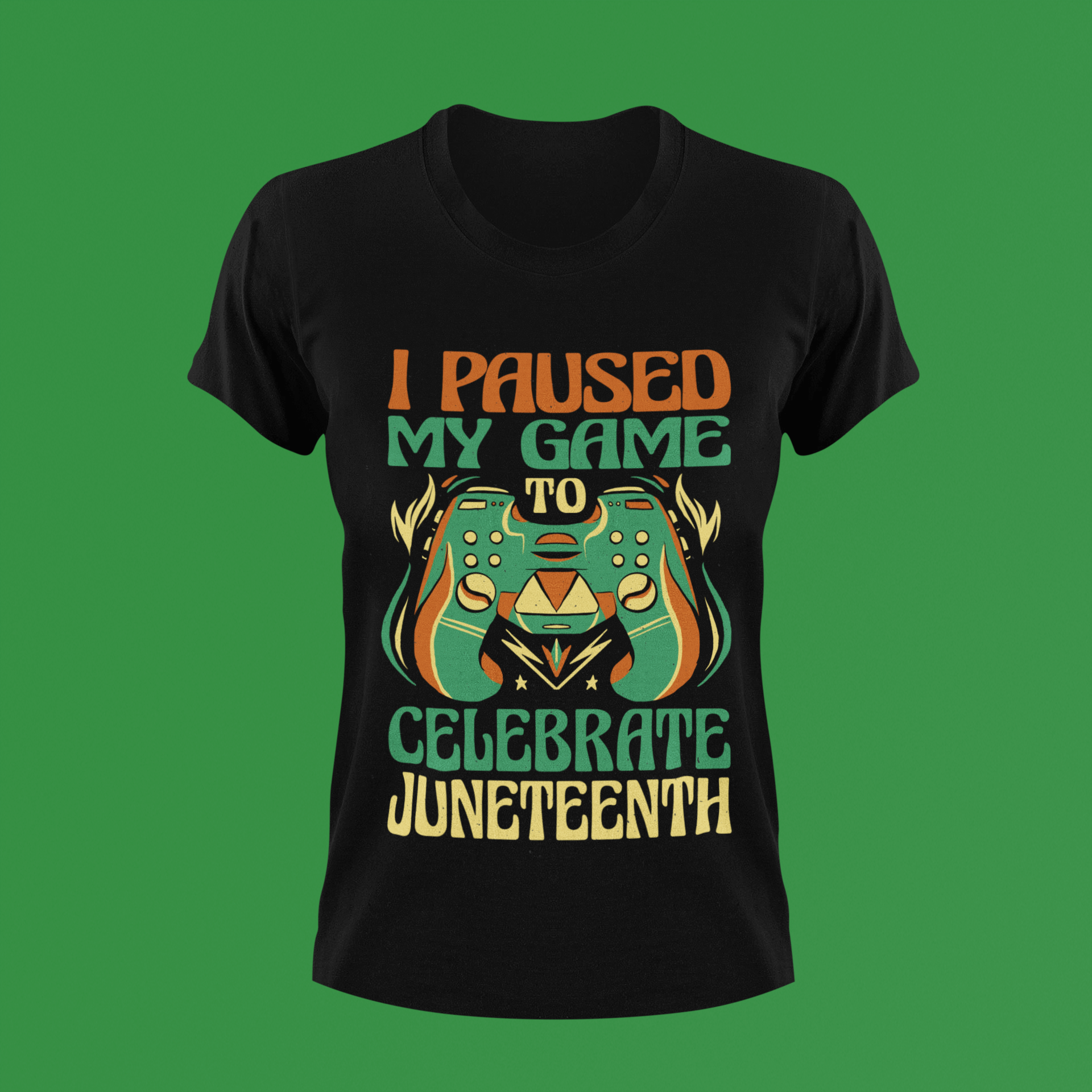 Black kids T-shirt with “I Paused My Game To Celebrate Juneteenth” graphic