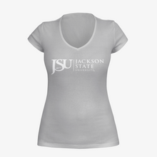 Load image into Gallery viewer, Jackson State University Tigers White Side Floating JSU 1877 V-Neck T-Shirt
