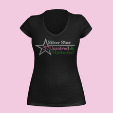 Load image into Gallery viewer, Silver Star 57 Unsolved Mysteries Rhinestone T-Shirt
