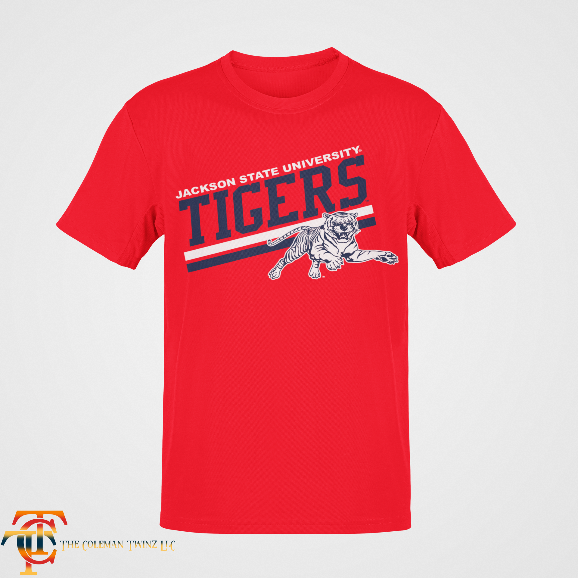 Jackson State Tigers crew neck short sleeve T-shirt, red with front tiger logo