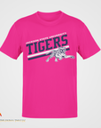 Jackson State Tigers crew neck short sleeve T-shirt, fuchsia pink with tiger logo