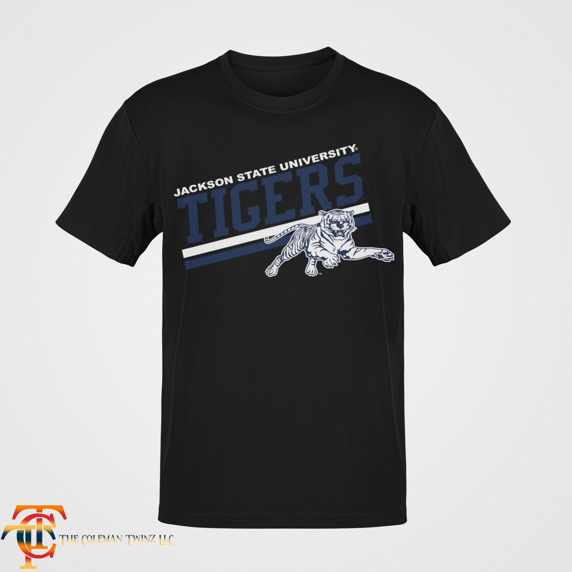 Jackson State Tigers crew neck short sleeve T-shirt, black with front tiger logo