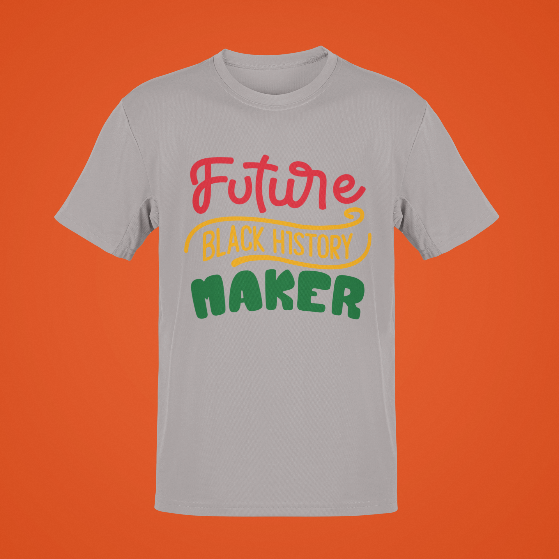 Short sleeve T-shirt in light gray with 'Future Black History Maker' front graphic