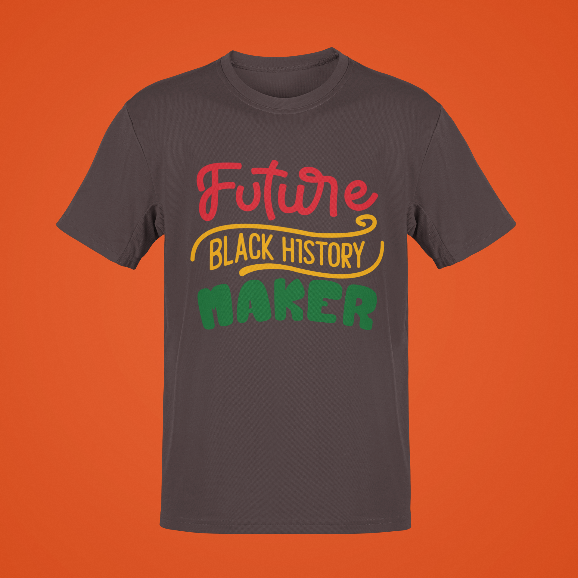 Short sleeve T-shirt in dark gray with 'Future Black History Maker' front graphic