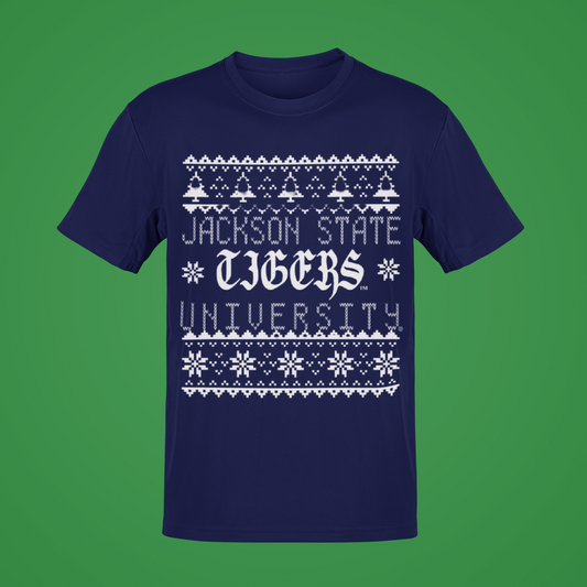 Jackson State University Tigers Ugly Christmas Short Sleeve T-Shirt