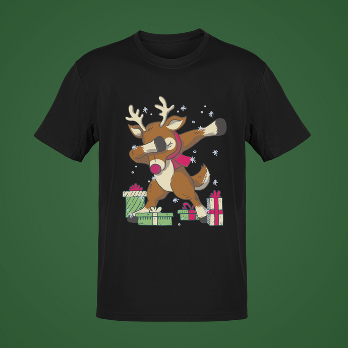 Rudolph Dabbing With Presents And Snow T-Shirt