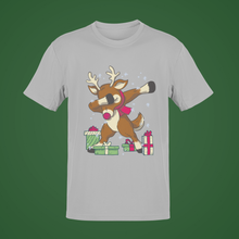 Load image into Gallery viewer, Rudolph Dabbing With Presents And Snow T-Shirt
