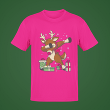 Load image into Gallery viewer, Rudolph Dabbing With Presents And Snow T-Shirt
