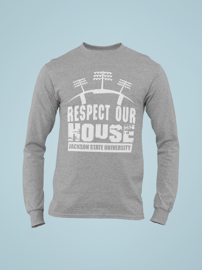 Puff Print Jackson State University Tigers Respect Our House Long Sleeve T-Shirt