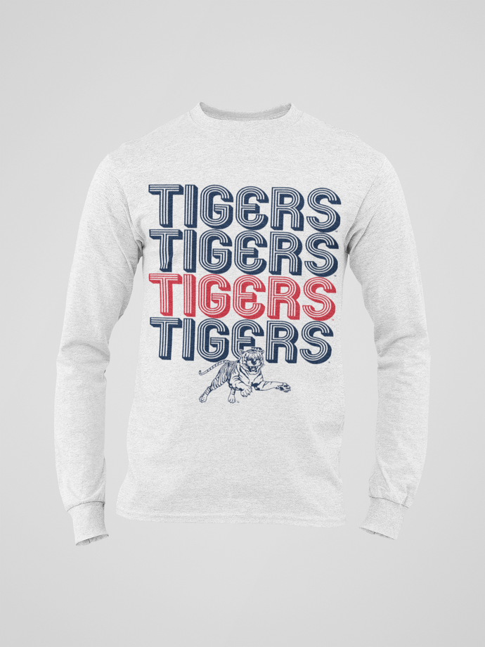 Jackson State Univerity Tigers Retro Striped Long Sleeve T-Shirt