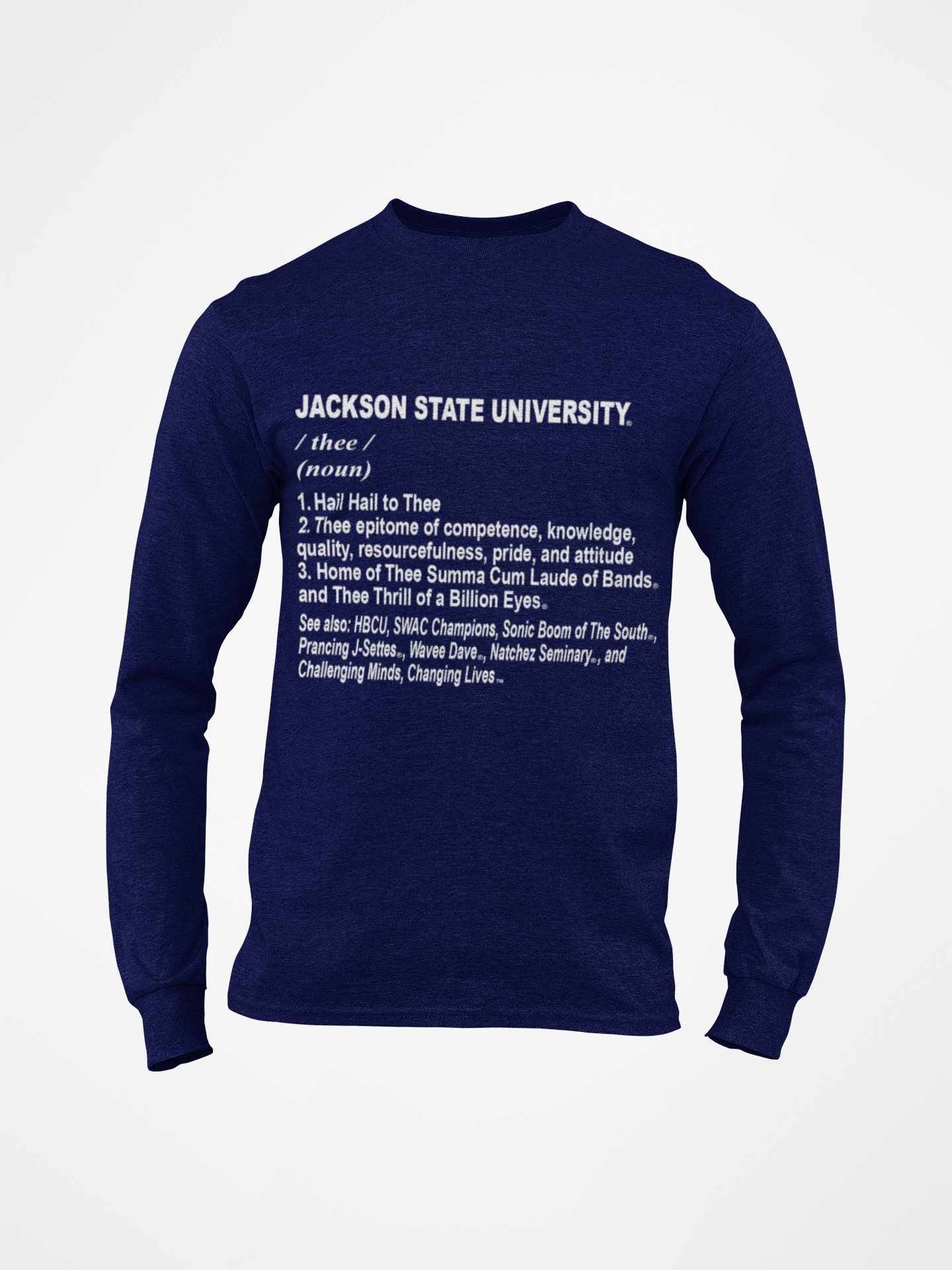 Navy long sleeve youth t-shirt, unisex crew neck, printed logo graphic