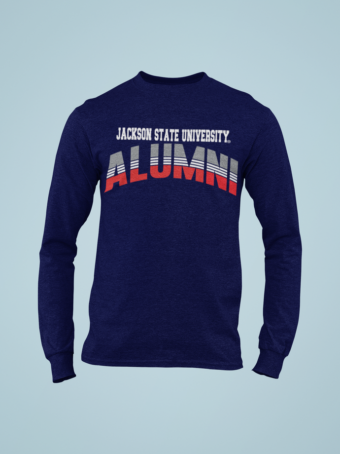 Jackson State University Tigers Tri Color Stacked Alumni Long Sleeve T-Shirt