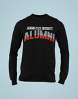 Black long sleeve crew neck T-shirt with alumni graphic and 'Jackson State University'