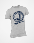 Athletic heather grey short sleeve crew-neck T-shirt with Jackson State Tigers logo