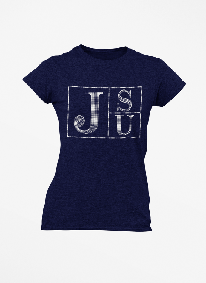 Jackson State University JSU Block Letter Rhinestone T-Shirt