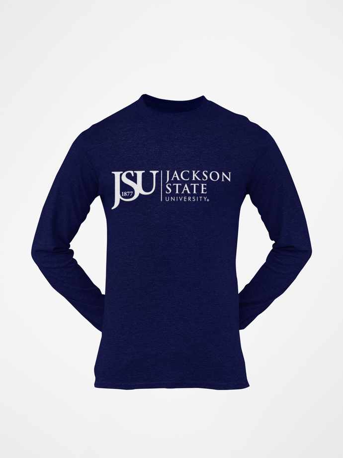 Jackson State University Tigers White Side Floating JSU 1877 Long Sleeve T-Shirt