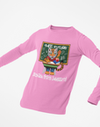 Toddler long-sleeve crewneck T-shirt, light pink with front sports graphic