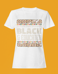 White crew neck short sleeve T-shirt with 'Jackson State University' 'BLACK & Educated' print.